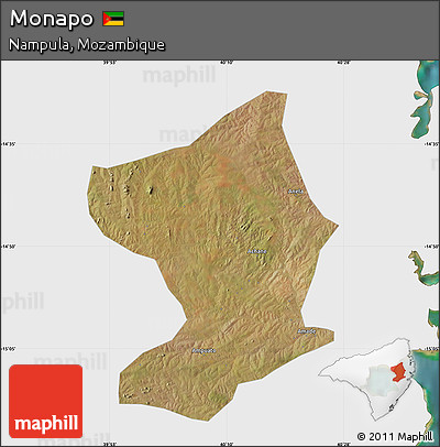 Satellite Map of Monapo, single color outside