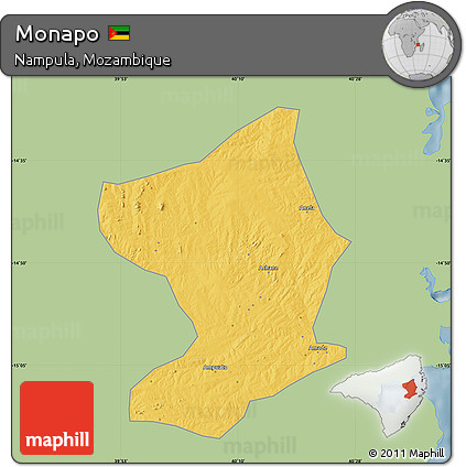 Savanna Style Map of Monapo, single color outside