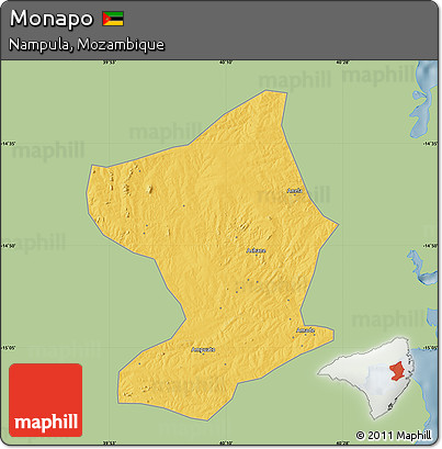 Savanna Style Map of Monapo, single color outside