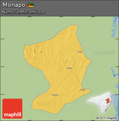 Savanna Style Map of Monapo, single color outside