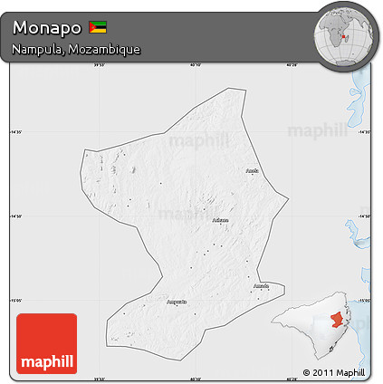 Silver Style Map of Monapo, single color outside