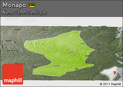 Physical Panoramic Map of Monapo, darken, semi-desaturated
