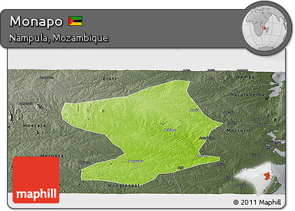 Physical Panoramic Map of Monapo, darken, semi-desaturated