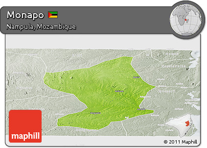 Physical Panoramic Map of Monapo, lighten, semi-desaturated