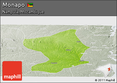 Physical Panoramic Map of Monapo, lighten, semi-desaturated