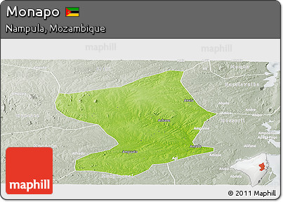 Physical Panoramic Map of Monapo, lighten, semi-desaturated