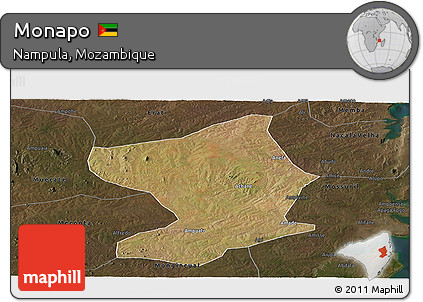 Satellite Panoramic Map of Monapo, darken