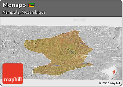 Satellite Panoramic Map of Monapo, lighten, desaturated