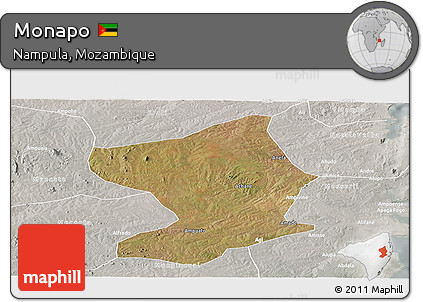 Satellite Panoramic Map of Monapo, lighten, semi-desaturated
