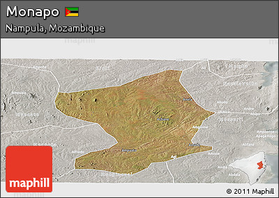 Satellite Panoramic Map of Monapo, lighten, semi-desaturated
