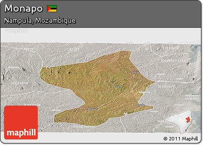 Satellite Panoramic Map of Monapo, lighten, semi-desaturated