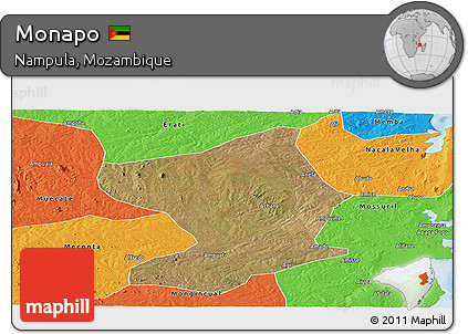 Satellite Panoramic Map of Monapo, political outside