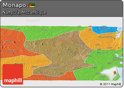 Satellite Panoramic Map of Monapo, political outside