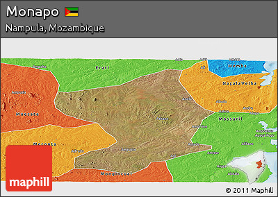 Satellite Panoramic Map of Monapo, political outside
