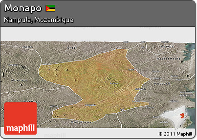 Satellite Panoramic Map of Monapo, semi-desaturated
