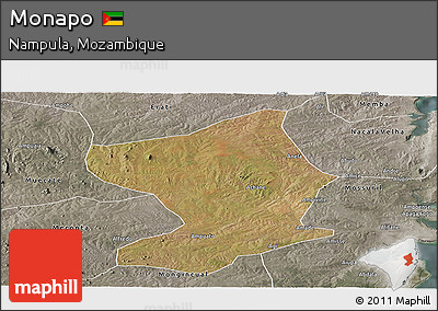 Satellite Panoramic Map of Monapo, semi-desaturated