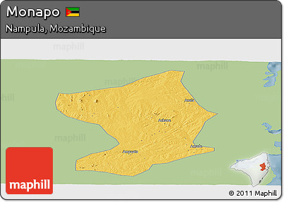 Savanna Style Panoramic Map of Monapo, single color outside