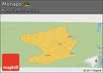 Savanna Style Panoramic Map of Monapo, single color outside