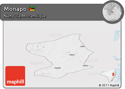 Silver Style Panoramic Map of Monapo, single color outside