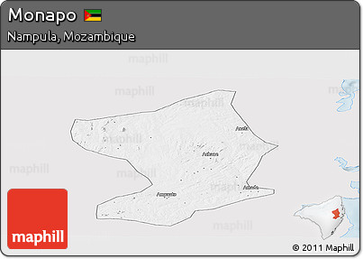 Silver Style Panoramic Map of Monapo, single color outside