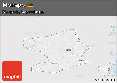 Silver Style Panoramic Map of Monapo, single color outside