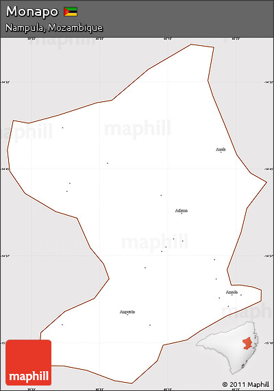 Classic Style Simple Map of Monapo, cropped outside