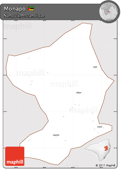 Classic Style Simple Map of Monapo, cropped outside