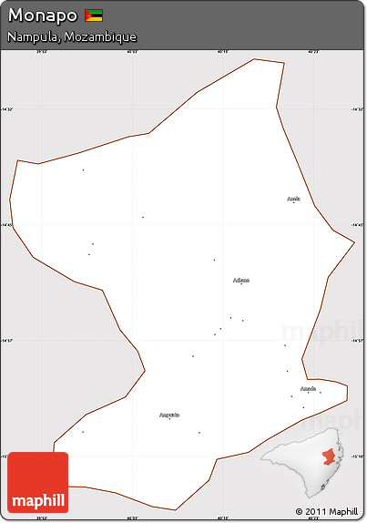 Classic Style Simple Map of Monapo, cropped outside