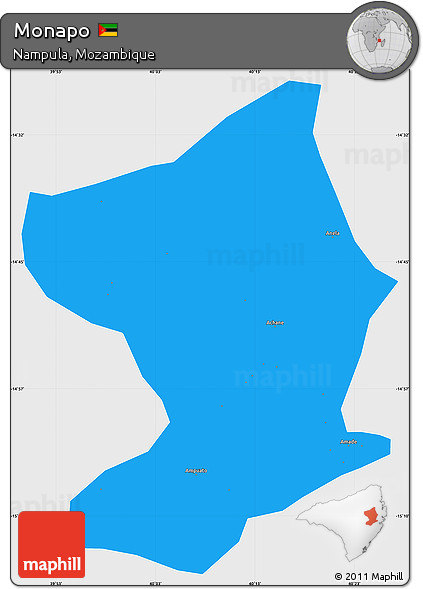 Political Simple Map of Monapo, single color outside