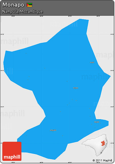 Political Simple Map of Monapo, single color outside