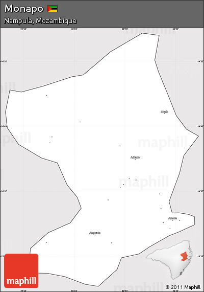 Silver Style Simple Map of Monapo, cropped outside