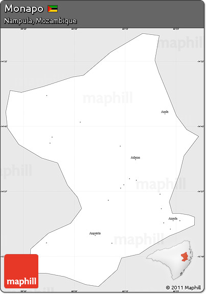Silver Style Simple Map of Monapo, single color outside