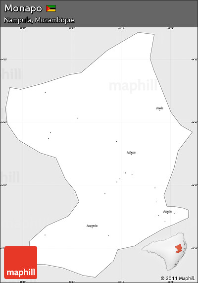 Silver Style Simple Map of Monapo, single color outside