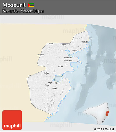 Classic Style 3D Map of Mossuril, single color outside