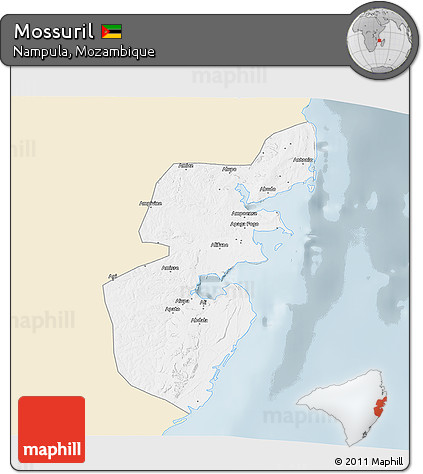Classic Style 3D Map of Mossuril, single color outside