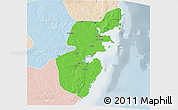 Political 3D Map of Mossuril, lighten