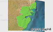 Political 3D Map of Mossuril, satellite outside