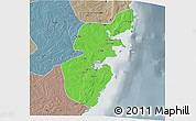 Political 3D Map of Mossuril, semi-desaturated