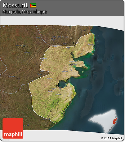 Satellite 3D Map of Mossuril, darken