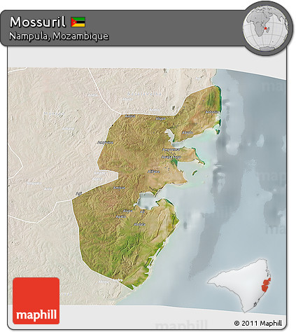 Satellite 3D Map of Mossuril, lighten