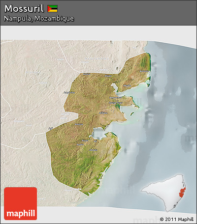 Satellite 3D Map of Mossuril, lighten