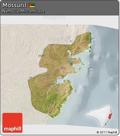Satellite 3D Map of Mossuril, lighten