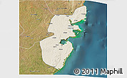 Shaded Relief 3D Map of Mossuril, satellite outside