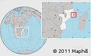 Gray Location Map of Mossuril, highlighted country, within the entire country