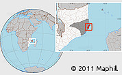 Gray Location Map of Mossuril, highlighted country, highlighted parent region