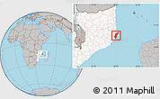 Gray Location Map of Mossuril, highlighted country