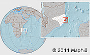 Gray Location Map of Mossuril, highlighted parent region, hill shading