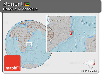 Gray Location Map of Mossuril, hill shading