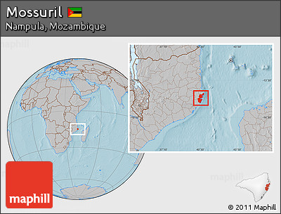 Gray Location Map of Mossuril, hill shading