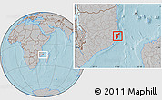 Gray Location Map of Mossuril, hill shading